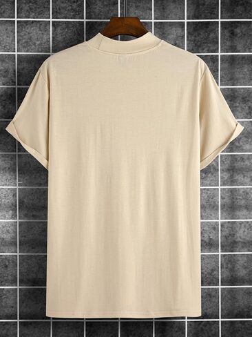 SOLY HUX Men's Letter Graphic Tee Mock Neck T Shirts Short Sleeve Summer Tops in Saudi Arabia