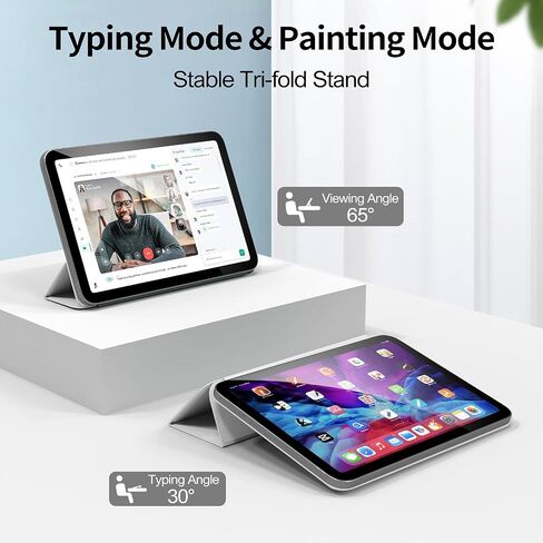 حافظة kenke لجهاز iPad Pro مقاس 11 بوصة الجيل الرابع/الثالث/الثاني/الأول (موديل 2022/2021/2020/2018)، غطاء ذكي بحامل ثلاثي الطي مغناطيسي نحيف، يدعم الجيل الثاني من شحن القلم الرصاص، النوم/الاستيقاظ التلقائي، رمادي in Kuwait