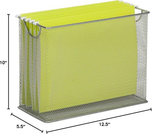 Honey-Can-Do Mesh Desktop File Organizer, Silver OFC-03303 Silver, 5.5 x 12.5 x 9.8" in Saudi Arabia