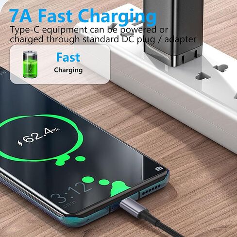 SinLoon PD 140W DC5521 إلى USB C كابل DC 5.5 مم × 2.1 مم مدخل أنثى إلى كابل شحن طاقة ذكر من النوع C مع شريحة تعريف تلقائية PD، للهواتف والأجهزة اللوحية وأجهزة الكمبيوتر المحمولة (DC5521) in Saudi Arabia