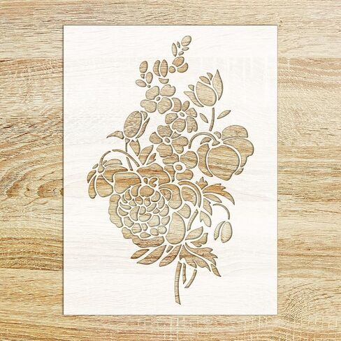 Stencil (6"x8") English Garden Flowers Bouquet FLONZ Decorative Stencil Template for Wall Painting Scrapbooking and Cake Decoration in Saudi Arabia