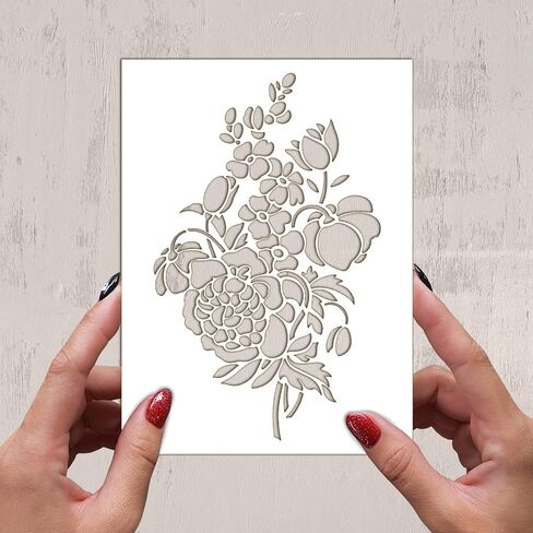 Stencil (6"x8") English Garden Flowers Bouquet FLONZ Decorative Stencil Template for Wall Painting Scrapbooking and Cake Decoration in Saudi Arabia