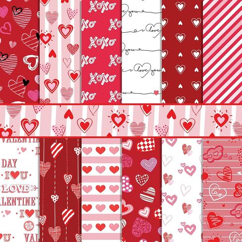 Cieovo 24 Sheet Valentine Red Buffalo Plaid Pattern Paper Pack Scrapbook Specialty Paper Double-Sided Decorative Craft Paper for Valentine's Day Wedding Anniversary DIY Scrapbook Card Making Decoratio in Saudi Arabia