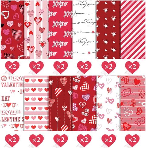 Cieovo 24 Sheet Valentine Red Buffalo Plaid Pattern Paper Pack Scrapbook Specialty Paper Double-Sided Decorative Craft Paper for Valentine's Day Wedding Anniversary DIY Scrapbook Card Making Decoratio in Saudi Arabia
