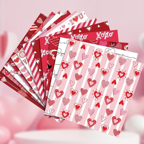 Cieovo 24 Sheet Valentine Red Buffalo Plaid Pattern Paper Pack Scrapbook Specialty Paper Double-Sided Decorative Craft Paper for Valentine's Day Wedding Anniversary DIY Scrapbook Card Making Decoratio in Saudi Arabia