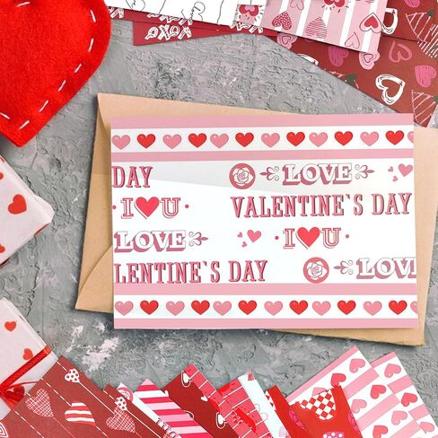Cieovo 24 Sheet Valentine Red Buffalo Plaid Pattern Paper Pack Scrapbook Specialty Paper Double-Sided Decorative Craft Paper for Valentine's Day Wedding Anniversary DIY Scrapbook Card Making Decoratio in Saudi Arabia