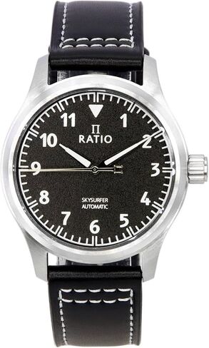 RATIO Pilot Style Watch Leather Strap Analog Display Sapphire Crystal Japanese Automatic 200M Water Resistant Casual Formal Wear Watch for Men in Saudi Arabia