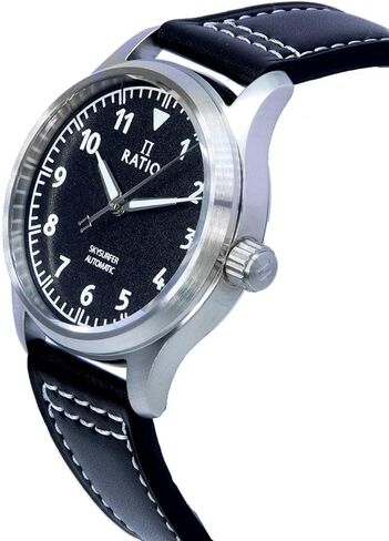 RATIO Pilot Style Watch Leather Strap Analog Display Sapphire Crystal Japanese Automatic 200M Water Resistant Casual Formal Wear Watch for Men in Saudi Arabia