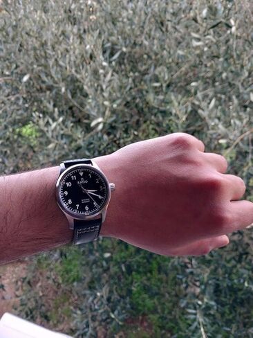 ساعة RATIO Pilot Style Watch بحزام جلدي وعرض تناظري وكريستال ياقوتي ياباني أوتوماتيكي 200 متر مقاومة للماء كاجوال لباس رسمي للرجال in Kuwait