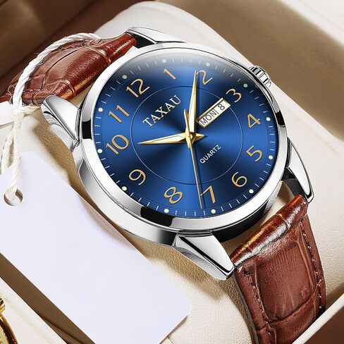 Watch Men,Big Face Watch for Men,Leather Band Men Watches,Classic Watch Men,Date Day Watch Men,Analog Watch Men,Waterproof Watch,Mens Wrist Watch,Relojes para Hombres Blue/Gray/White/Black Dial in Saudi Arabia