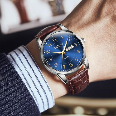Watch Men,Big Face Watch for Men,Leather Band Men Watches,Classic Watch Men,Date Day Watch Men,Analog Watch Men,Waterproof Watch,Mens Wrist Watch,Relojes para Hombres Blue/Gray/White/Black Dial in Saudi Arabia