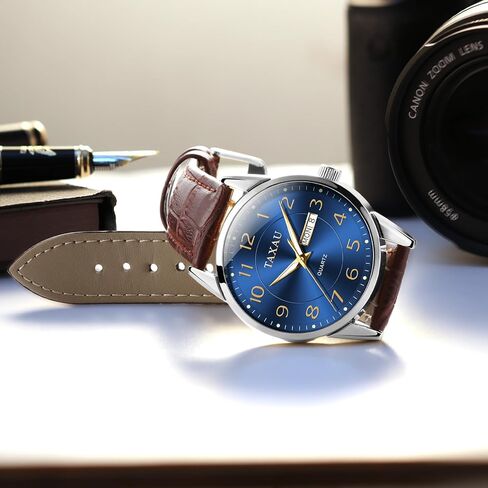 Watch Men,Big Face Watch for Men,Leather Band Men Watches,Classic Watch Men,Date Day Watch Men,Analog Watch Men,Waterproof Watch,Mens Wrist Watch,Relojes para Hombres Blue/Gray/White/Black Dial in Saudi Arabia