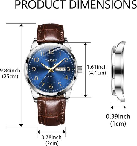Watch Men,Big Face Watch for Men,Leather Band Men Watches,Classic Watch Men,Date Day Watch Men,Analog Watch Men,Waterproof Watch,Mens Wrist Watch,Relojes para Hombres Blue/Gray/White/Black Dial in Saudi Arabia