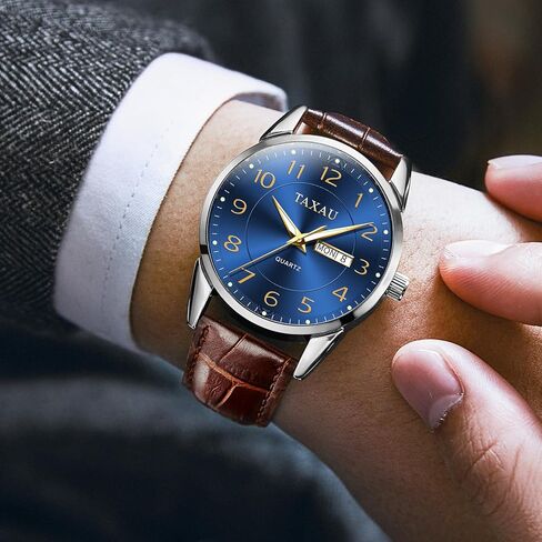 Watch Men,Big Face Watch for Men,Leather Band Men Watches,Classic Watch Men,Date Day Watch Men,Analog Watch Men,Waterproof Watch,Mens Wrist Watch,Relojes para Hombres Blue/Gray/White/Black Dial in Saudi Arabia
