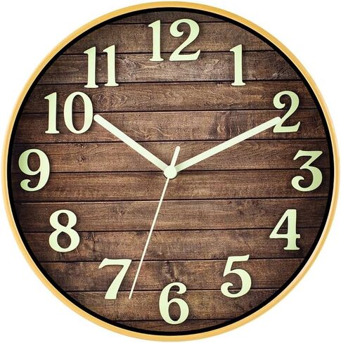 Luminous Wall Clock,12 Inch Modern Silent Non Ticking Wall Clocks Battery Operated, Night Light Wall Clock for Living Room Decor, Wall Clock Decorative for Kitchen Bedroom in Saudi Arabia