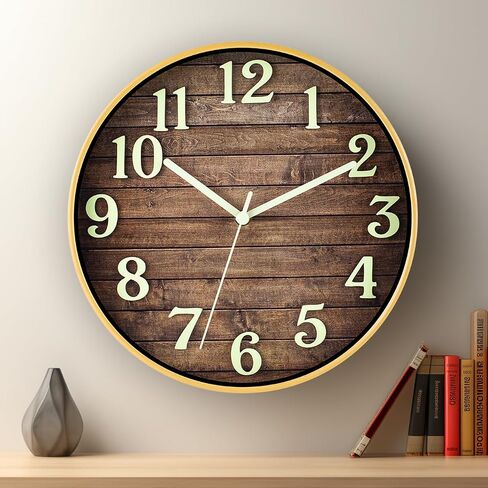 Luminous Wall Clock,12 Inch Modern Silent Non Ticking Wall Clocks Battery Operated, Night Light Wall Clock for Living Room Decor, Wall Clock Decorative for Kitchen Bedroom in Saudi Arabia