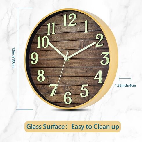 Luminous Wall Clock,12 Inch Modern Silent Non Ticking Wall Clocks Battery Operated, Night Light Wall Clock for Living Room Decor, Wall Clock Decorative for Kitchen Bedroom in Saudi Arabia