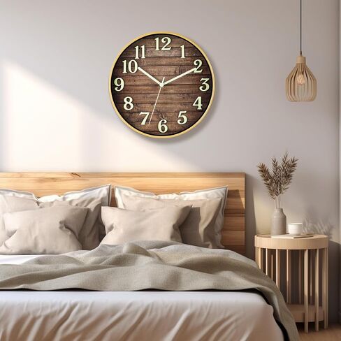 Luminous Wall Clock,12 Inch Modern Silent Non Ticking Wall Clocks Battery Operated, Night Light Wall Clock for Living Room Decor, Wall Clock Decorative for Kitchen Bedroom in Saudi Arabia