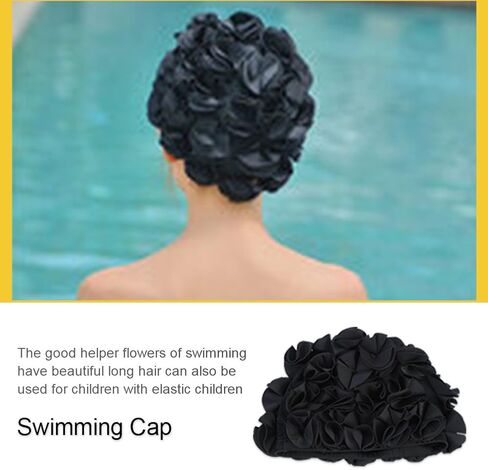 Flower Swim Hat，Bathing Women Children Retro Floral Flower Fashion Elastic Swiming Hat Long Hair Swim Bathing in Saudi Arabia