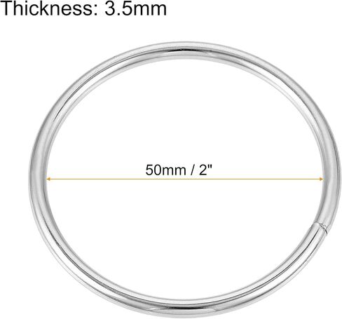 uxcell 2.36"(60mm) Metal O Rings 3.5mm Thick Non-Welded Ring for Straps Bags Decoration Hardware DIY Gold Tone 2pcs in Saudi Arabia