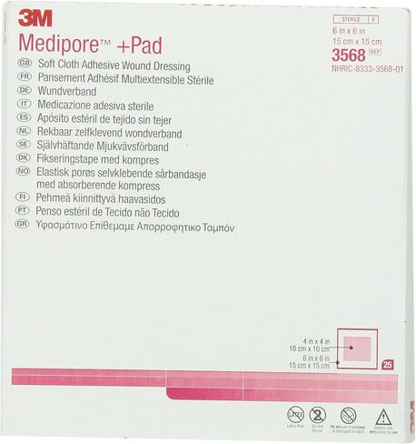 3M™ Medipore™ +Pad Soft Cloth Adhesive Wound Dressing, 3568, Dressing - 6 in x 6 in, Pad - 4 in x 4 in in Saudi Arabia