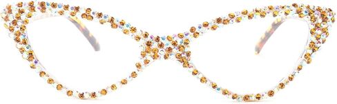bullabulling Cat Eye Sparkling Rhinestone Reading Glasses for Women Crystal Eyewear Frames Female Trendy bling Diamond Reader in Saudi Arabia