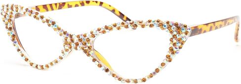 bullabulling Cat Eye Sparkling Rhinestone Reading Glasses for Women Crystal Eyewear Frames Female Trendy bling Diamond Reader in Saudi Arabia