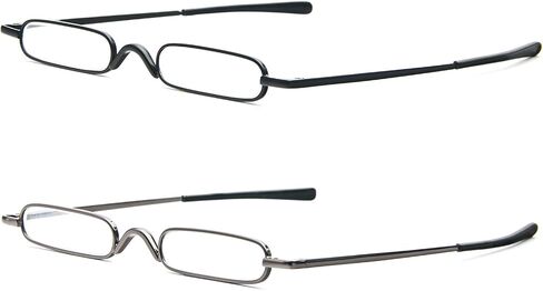 2 Pack Mini Slim Reading Glasses Spring Hinge Metal Reading Aid Unisex Visual Aid with Case in Kuwait