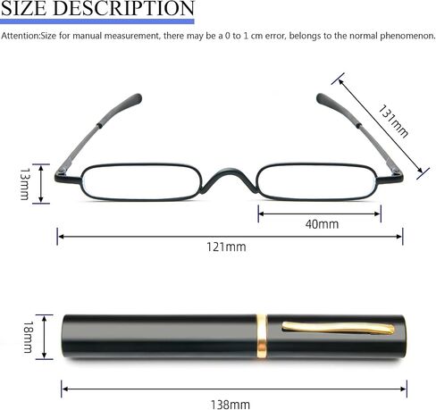 2 Pack Mini Slim Reading Glasses Spring Hinge Metal Reading Aid Unisex Visual Aid with Case in Kuwait