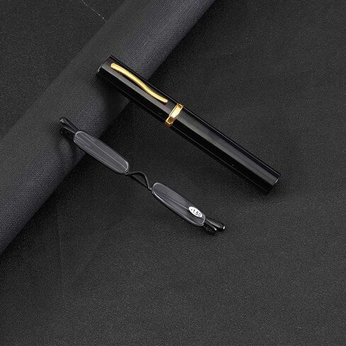 2 Pack Mini Slim Reading Glasses Spring Hinge Metal Reading Aid Unisex Visual Aid with Case in Kuwait