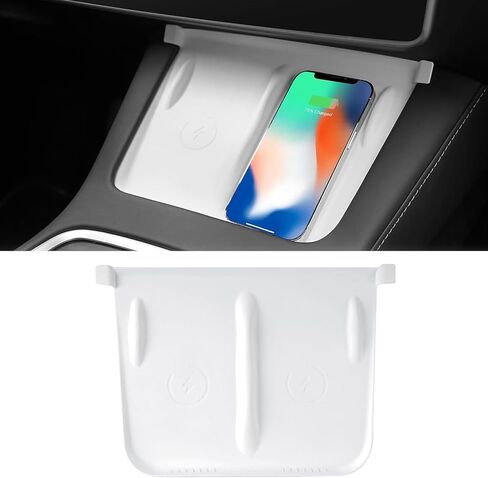 Center Console Wireless Charging Mat Compatible with Tesla Model 3 (2021-2023) Model Y (2021-2024) Accessories Interior Pad Non-Slip Mat Upgrade Protection Trim Pads Dashboard Decoration Cover (Black) in Saudi Arabia