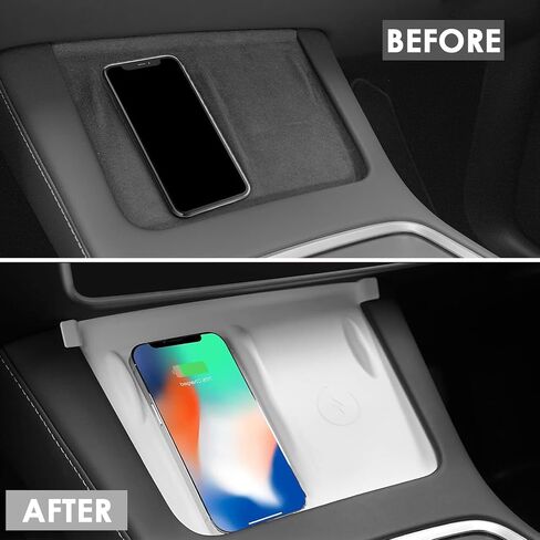 Center Console Wireless Charging Mat Compatible with Tesla Model 3 (2021-2023) Model Y (2021-2024) Accessories Interior Pad Non-Slip Mat Upgrade Protection Trim Pads Dashboard Decoration Cover (Black) in Saudi Arabia