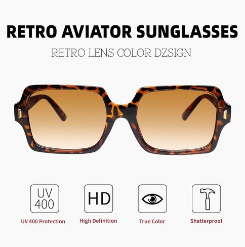Retro Square Sunglasses for Women Men Trendy Classic Rectangle Sun Glasses Vintage 70s Shades in Saudi Arabia