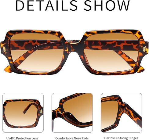 Retro Square Sunglasses for Women Men Trendy Classic Rectangle Sun Glasses Vintage 70s Shades in Saudi Arabia