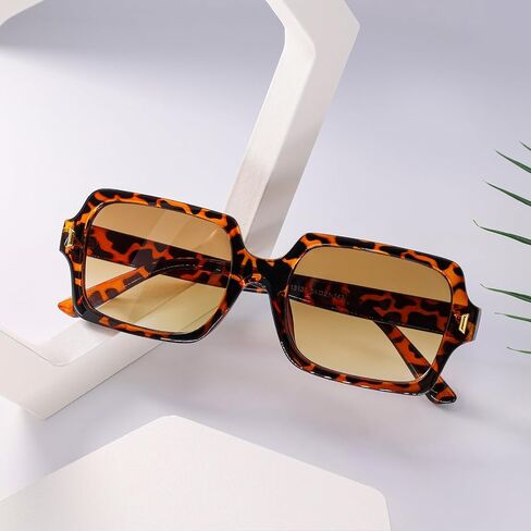 Retro Square Sunglasses for Women Men Trendy Classic Rectangle Sun Glasses Vintage 70s Shades in Saudi Arabia