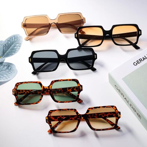 Retro Square Sunglasses for Women Men Trendy Classic Rectangle Sun Glasses Vintage 70s Shades in Saudi Arabia