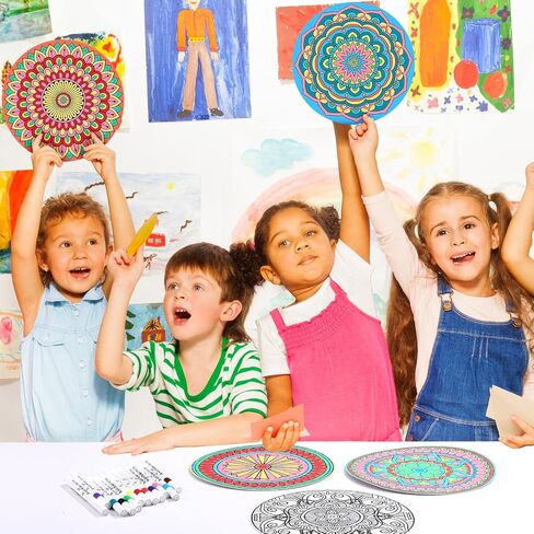 Humyoun 62 Pieces Mandala Painting Kits for Adults Mandalas to Color 50 Mandala Cardstock with 12 Markers for Coloring for Adults Stress Relieving Painting, DIY Crafts (Simple Mandala) in Saudi Arabia