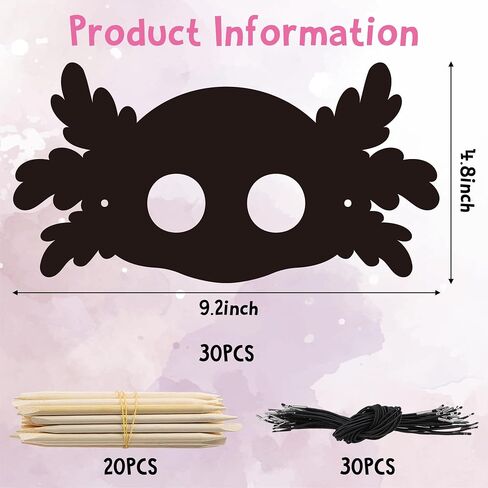 Axolotl Scratch Mask Gift Set - 30Pcs DIY Scratch Axolotl Masks Paper Art Craft Kit, Color Paper Parties Favors for kids Girls Boys Birthday School Classroom Art Activity Project, Pink in Saudi Arabia