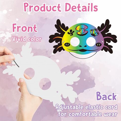 Axolotl Scratch Mask Gift Set - 30Pcs DIY Scratch Axolotl Masks Paper Art Craft Kit, Color Paper Parties Favors for kids Girls Boys Birthday School Classroom Art Activity Project, Pink in Saudi Arabia
