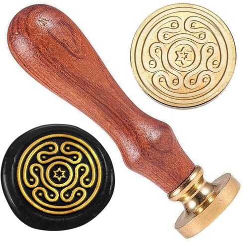 Goddess Hekate رمز ختم الشمع، ختم ختم الشمع المموج، ختم رأس نحاسي 1 بوصة مع مقبض خشبي، ختم ختم الشمع القديم لتغليف الهدايا، مغلفات، بطاقات، حروف، حزم النبيذ الديكور in Kuwait