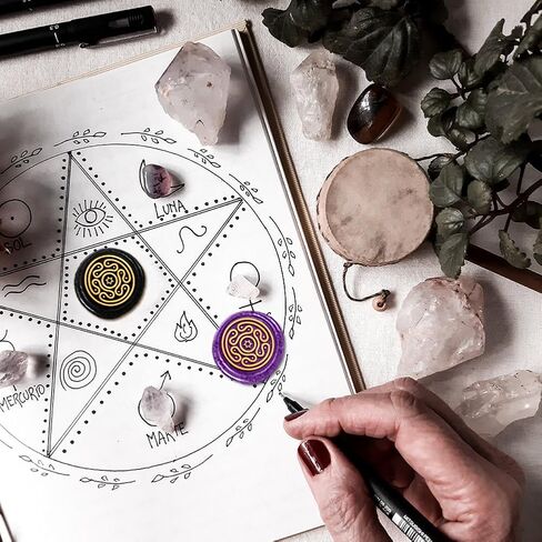Goddess Hekate رمز ختم الشمع، ختم ختم الشمع المموج، ختم رأس نحاسي 1 بوصة مع مقبض خشبي، ختم ختم الشمع القديم لتغليف الهدايا، مغلفات، بطاقات، حروف، حزم النبيذ الديكور in Kuwait