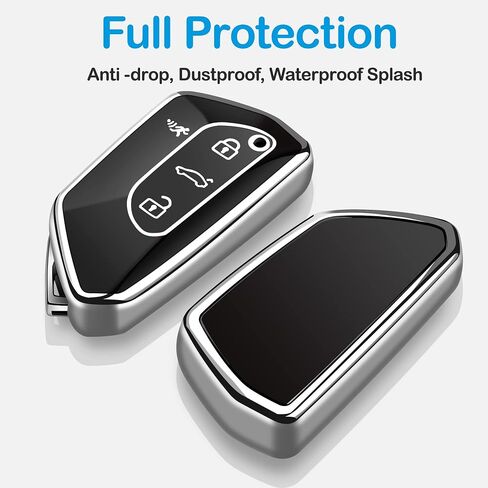 Tukellen for Volkswagen Key Fob Cover, Premium Soft TPU Full Protection Key Fob Case VW ID4 ID3 MK8 Golf GTI Skoda Octavia Smart Keyless Fob Remote Key (Blue) in Saudi Arabia
