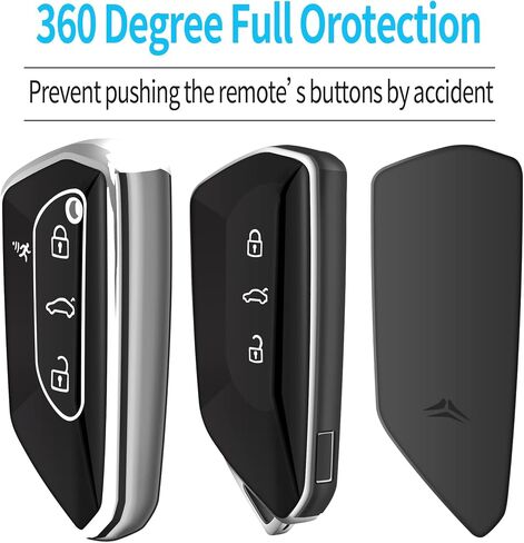 Tukellen for Volkswagen Key Fob Cover, Premium Soft TPU Full Protection Key Fob Case VW ID4 ID3 MK8 Golf GTI Skoda Octavia Smart Keyless Fob Remote Key (Blue) in Saudi Arabia