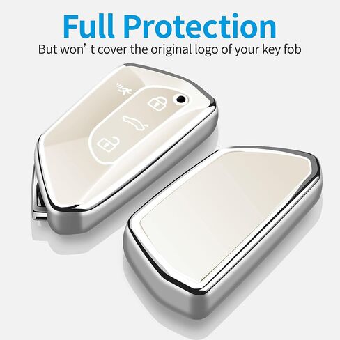Tukellen for Volkswagen Key Fob Cover, Premium Soft TPU Full Protection Key Fob Case VW ID4 ID3 MK8 Golf GTI Skoda Octavia Smart Keyless Fob Remote Key (Blue) in Saudi Arabia