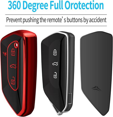 Tukellen for Volkswagen Key Fob Cover, Premium Soft TPU Full Protection Key Fob Case VW ID4 ID3 MK8 Golf GTI Skoda Octavia Smart Keyless Fob Remote Key (Blue) in Saudi Arabia