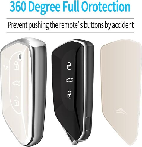 Tukellen for Volkswagen Key Fob Cover, Premium Soft TPU Full Protection Key Fob Case VW ID4 ID3 MK8 Golf GTI Skoda Octavia Smart Keyless Fob Remote Key (Blue) in Saudi Arabia