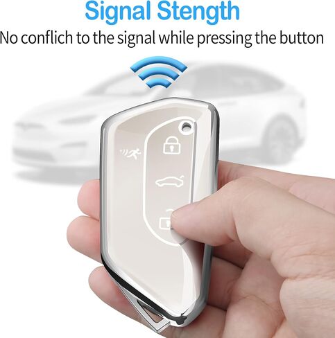 Tukellen for Volkswagen Key Fob Cover, Premium Soft TPU Full Protection Key Fob Case VW ID4 ID3 MK8 Golf GTI Skoda Octavia Smart Keyless Fob Remote Key (Blue) in Saudi Arabia