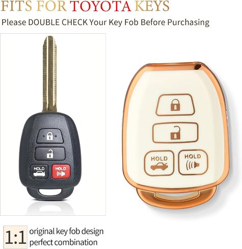 OFFCURVE Key Fob Cover for with Keychain Toyota, Car Key Case for Toyota Corolla 2014 2015 2016 2017 2018 2019 Camry 2014-2017 Tacoma 2016-2018 Car Smart Key Accessories Holder Protector, Black Gold in Saudi Arabia