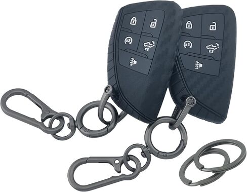 2Pcs Silicone Smart Remote Key Fob for 2022 2023 2024 Chevy Chevrolet Silverado 1500 GMC Sierra 1500 2500HD 3500HD Key Fob Cover 5 Buttons (Black) in Saudi Arabia