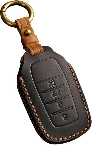 Premium Leather 4-Button Key Fob Cover Case with Keychain Compatible with Toyota Tundra Venza Corolla 2021 2022 2023 2024 (Black) in Saudi Arabia
